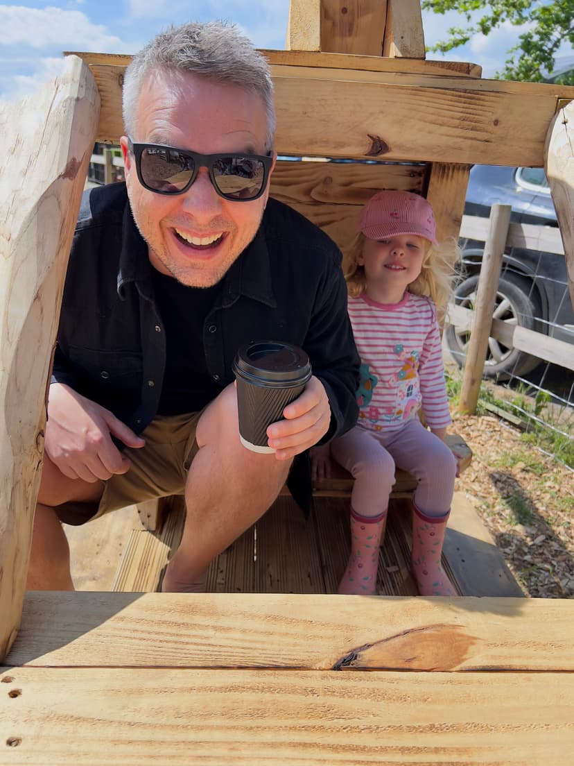 Shane having fun with his daughter.